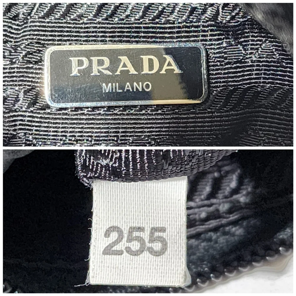 PRADA Tessuto Nylon Studded New Vela Hobo Bag Black